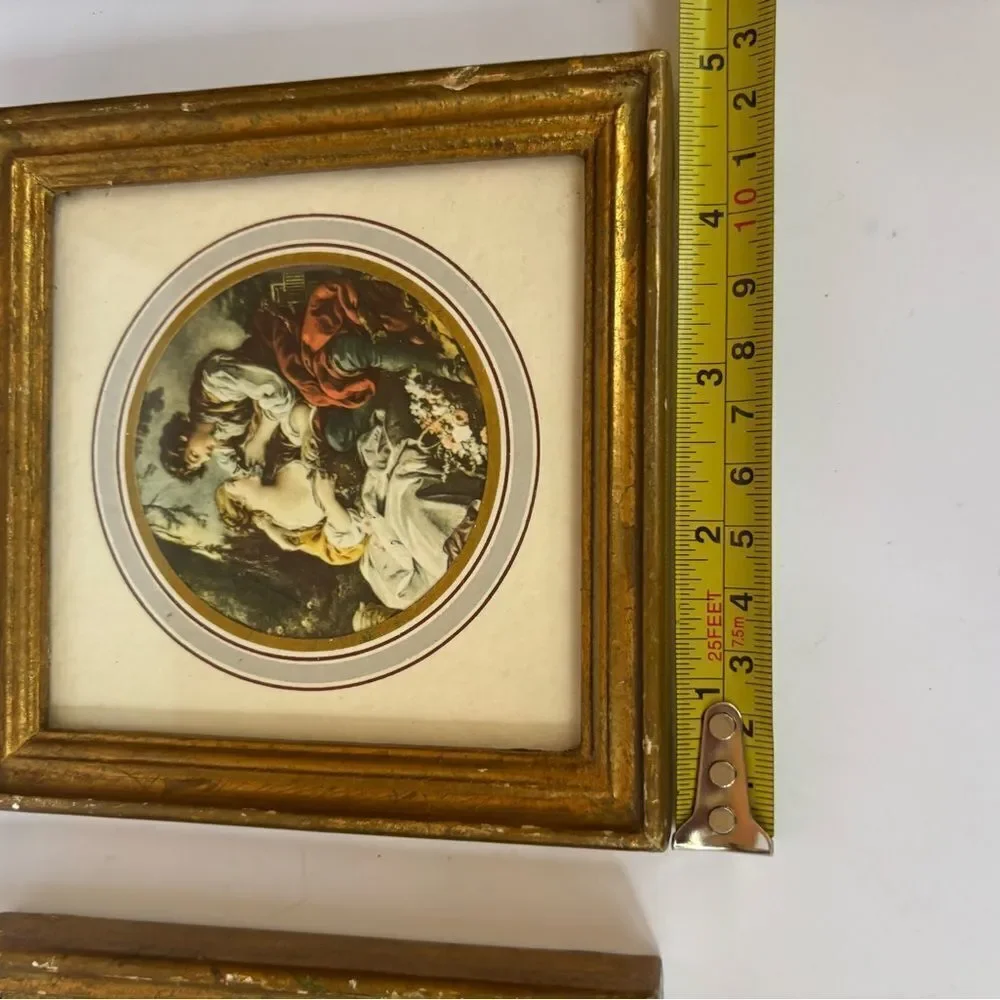 Vintage Boucher Gold Framed Italian Florentine Victorian Lithographs /Love Scene